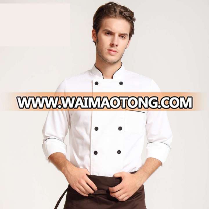 men chef uniform,white chef coat,custom chef coat design for US market